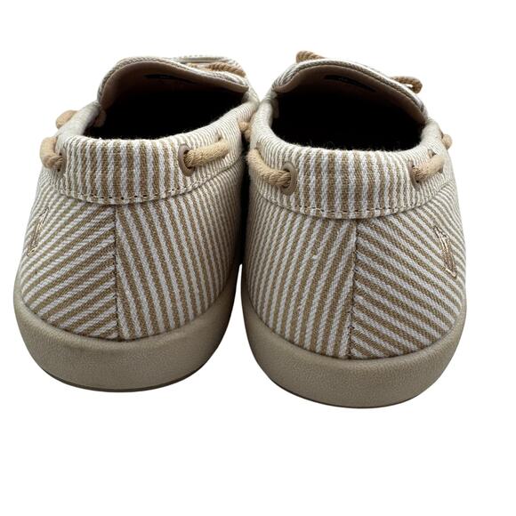 Walk Hero Natural White Stripe Canvas Comfort Slip On Loafers Women's Size 8 - Picture 4 of 9